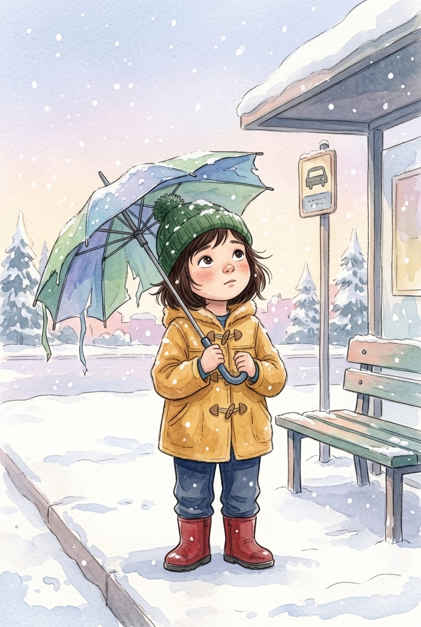 Suki's Snowy Umbrella Goodbye
